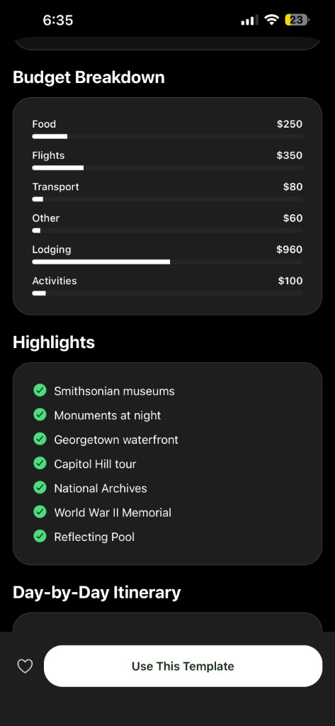 Tripvio America 250 DC template budget breakdown and museum highlights checklist