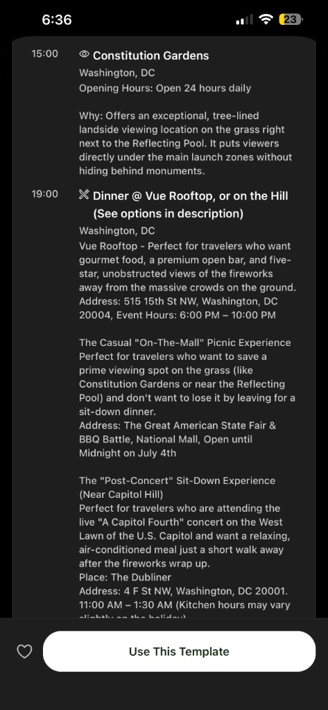Tripvio July 4 fireworks timeline for National Mall America 250 celebration
